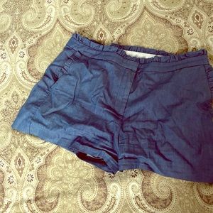 J Crew ruffle waist denim shorts